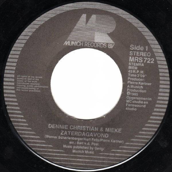 Dennie Christian & Mieke : Zaterdagavond  (7", Single)