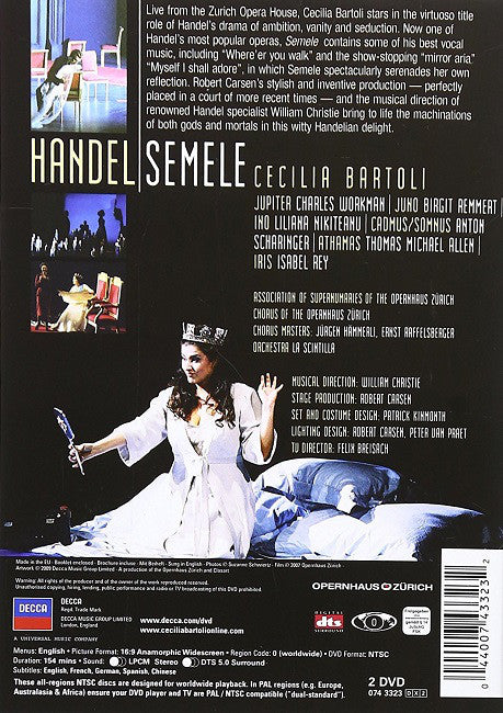 Georg Friedrich Händel, Cecilia Bartoli, Orchestra La Scintilla, William Christie , Stage Production By Robert Carsen : Semele (2xDVD-V, NTSC)