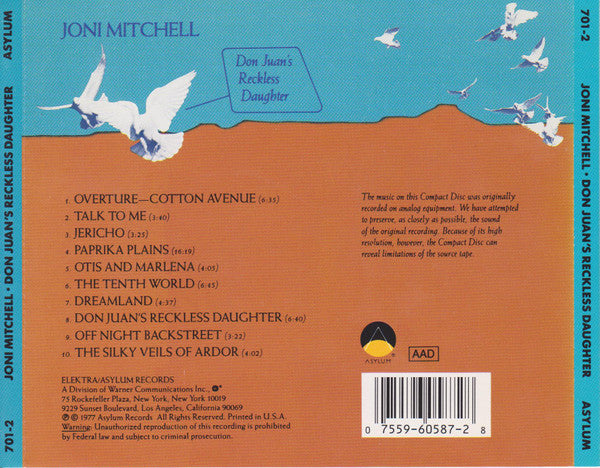 Joni Mitchell : Don Juan's Reckless Daughter (CD, Album, RE)