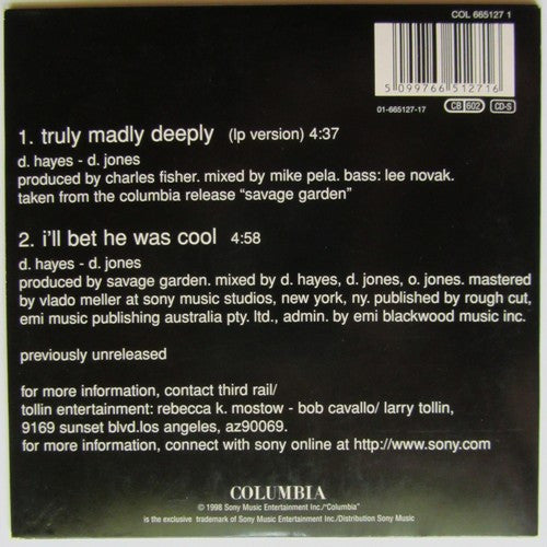 Savage Garden : Truly Madly Deeply (CD, Single)