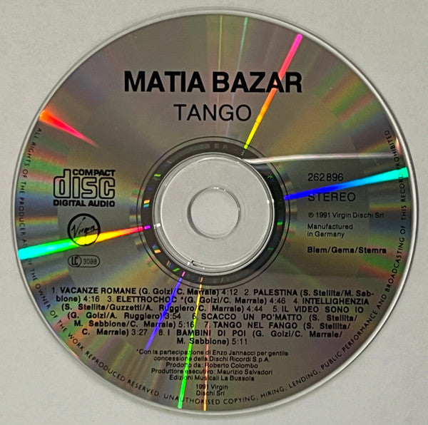 Matia Bazar : Tango (CD, Album, RE)
