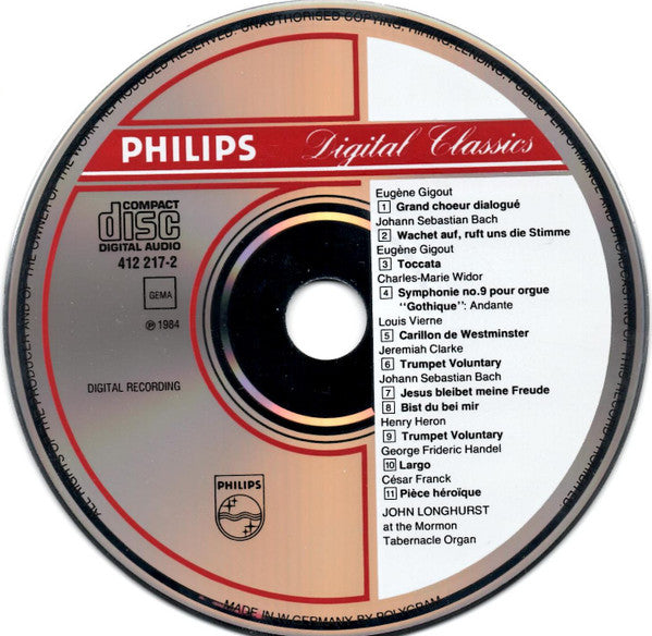 Johann Sebastian Bach · Georg Friedrich Händel · Charles-Marie Widor · César Franck – John Longhurst : Mormon Tabernacle Organ (CD, Album)
