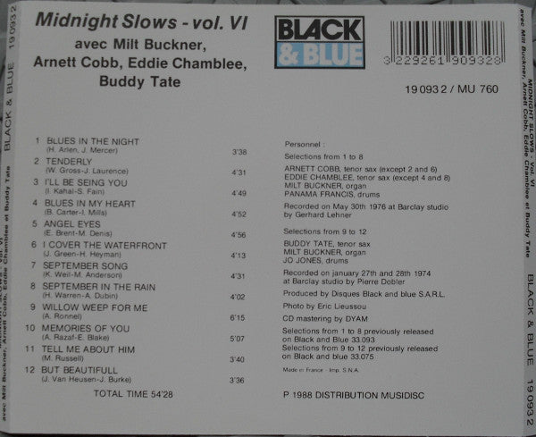Milt Buckner, Arnett Cobb, Eddie Chamblee, Panama Francis : Midnight Slows Vol 6 (CD, RE)