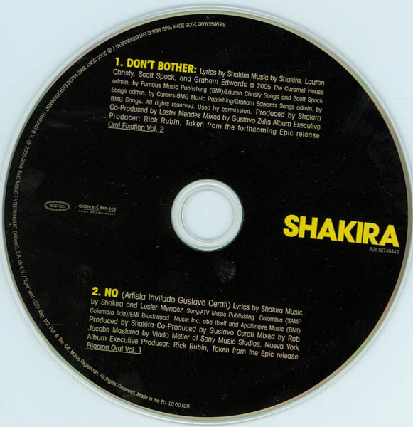 Shakira : Don't Bother (CD, Single)