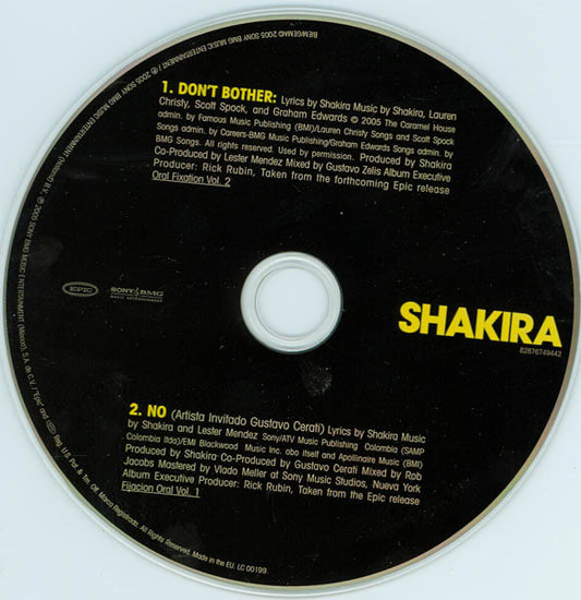 Shakira : Don't Bother (CD, Single)