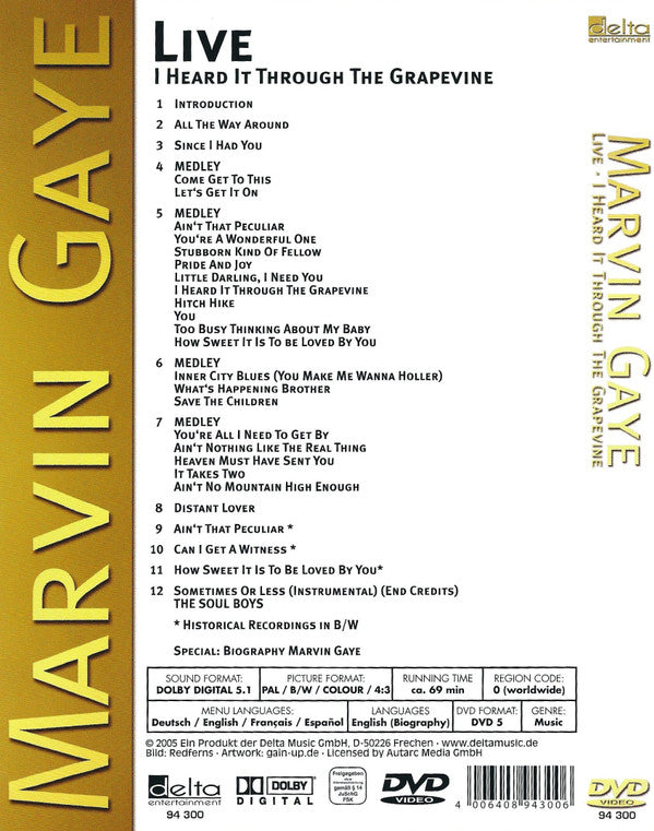 Marvin Gaye : Live - I Heard It Through The Grapevine (DVD-V, PAL)