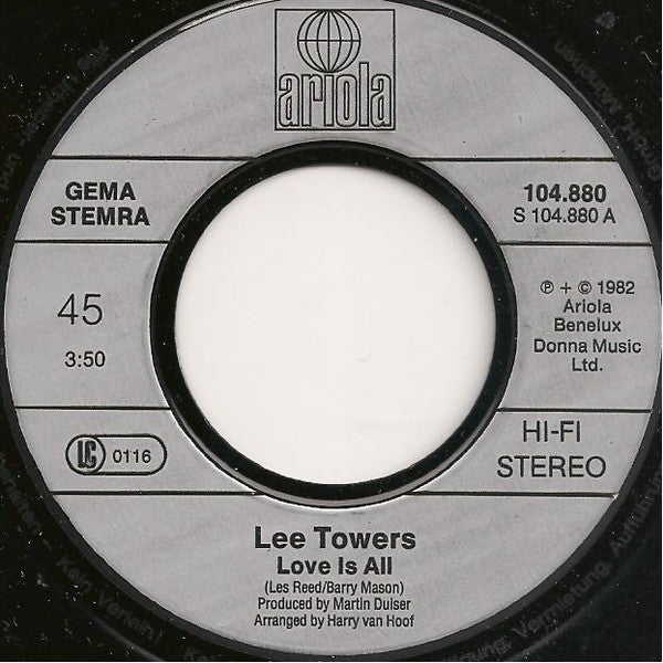 Lee Towers : Love Is All (7", Single)