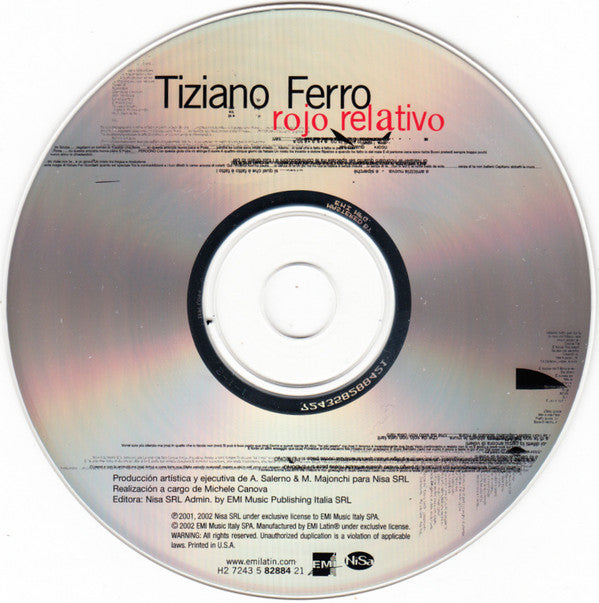 Tiziano Ferro : Rojo Relativo (CD, Album)