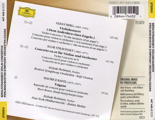 Alban Berg · Igor Stravinsky - Itzhak Perlman · Boston Symphony Orchestra · Seiji Ozawa : Violin Concertos (CD, Comp, RM)