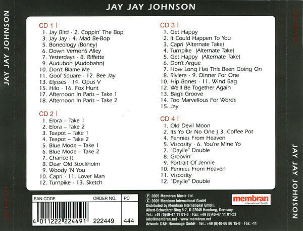 J.J. Johnson : Featuring Bud Powell, Sonny Rollins, Kenny Clarke, Charles Mingus (4xCD, Comp, RM)