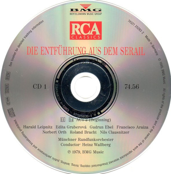 Wolfgang Amadeus Mozart – Edita Gruberova · Gudrun Ebel · Francisco Araiza · Norbert Orth · Roland Bracht · Harald Leipnitz · Chor Des Bayerischen Rundfunks · Münchner Rundfunkorchester · Heinz Wallberg : Die Entführung Aus Dem Serail (2xCD, Album, RE, RM)