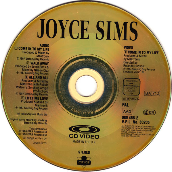 Joyce Sims : Come Into My Life (CDV, 5", Single, PAL)