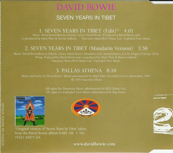 David Bowie : Seven Years In Tibet (CD, Maxi)