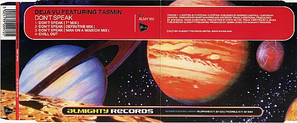 Deja Vu (2) Featuring Tasmin : Don't Speak (CD, Single)