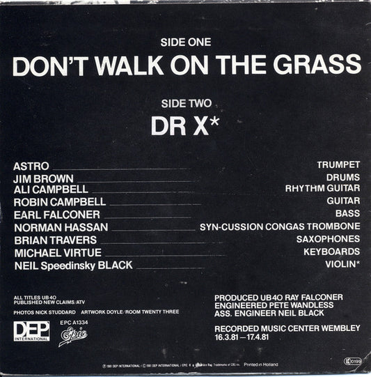 UB40 : Don't Walk On The Grass (7", Single)