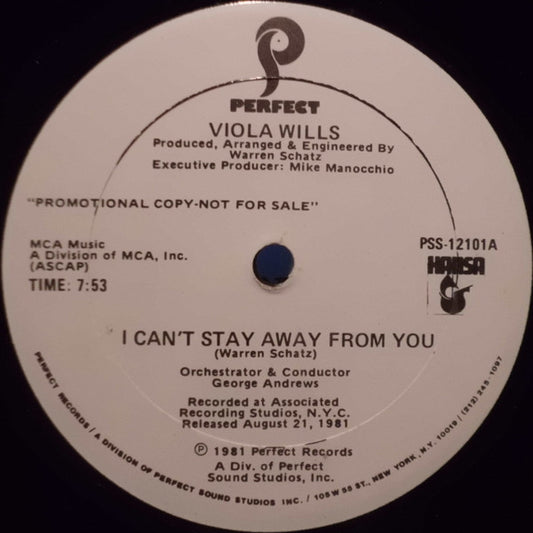 Viola Wills : I Can't Stay Away From You / If You Leave Me Now (12", Promo)