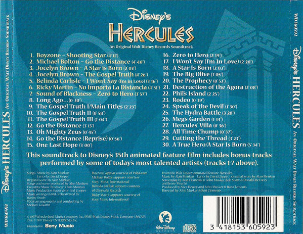 Alan Menken & David Zippel : Hercules (An Original Walt Disney Records Soundtrack) (CD)