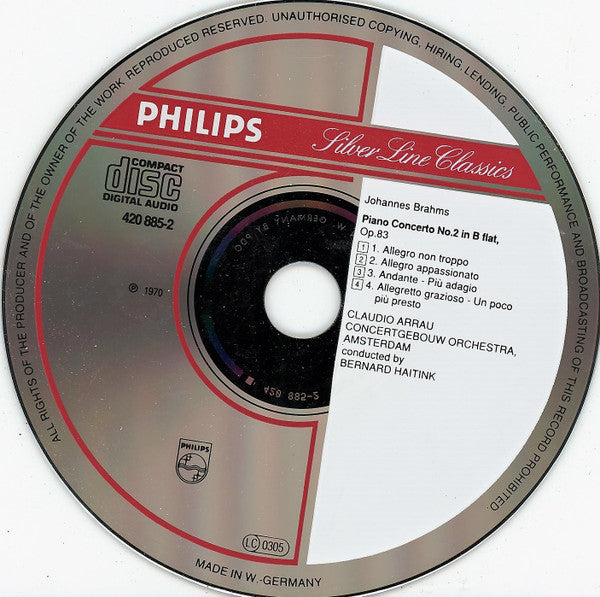 Johannes Brahms - Claudio Arrau, Concertgebouworkest, Bernard Haitink : Piano Concerto No. 2 (CD, Album, RM)