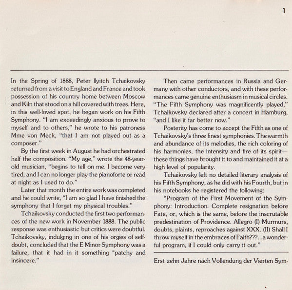 Pyotr Ilyich Tchaikovsky, Lorin Maazel, The Cleveland Orchestra : Tchaikovsky Symphony No. 5 In E Minor, Op.  (CD, Album, RE)