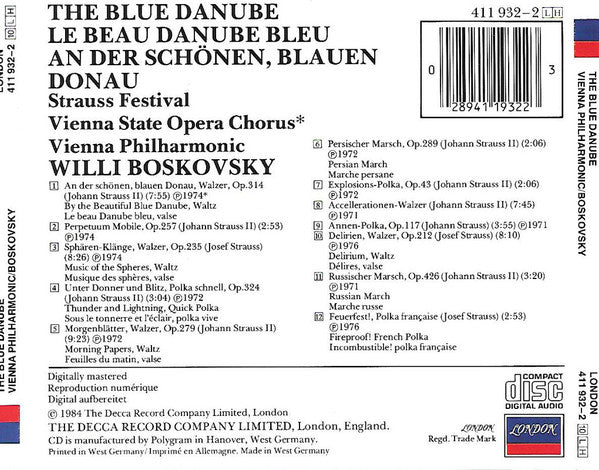 Wiener Philharmoniker, Willi Boskovsky : Blue Danube • Strauss Festival (CD, Comp)