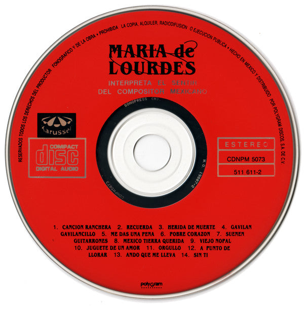 Maria De Lourdes : Interpreta El Sentir Del Compositor Mexicano (CD, Album)