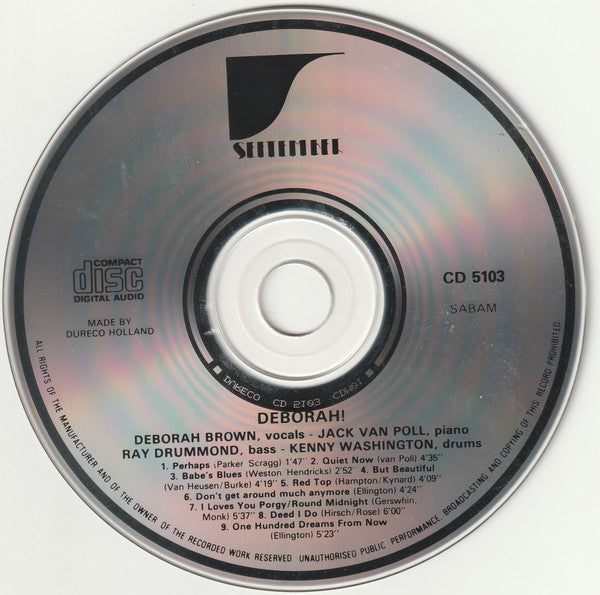 Deborah Brown - Jack van Poll, Ray Drummond, Kenny Washington : Deborah! (CD, Album)