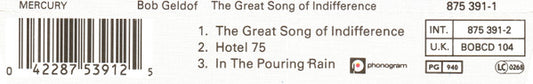 Bob Geldof : The Great Song Of Indifference (CD, Maxi)