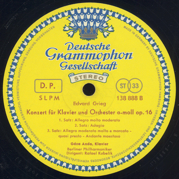 Robert Schumann ∙ Edvard Grieg, Géza Anda ∙ Rafael Kubelik, Berliner Philharmoniker : Klavierkonzerte In A-moll · Piano Concertos In A Minor (LP, RE)