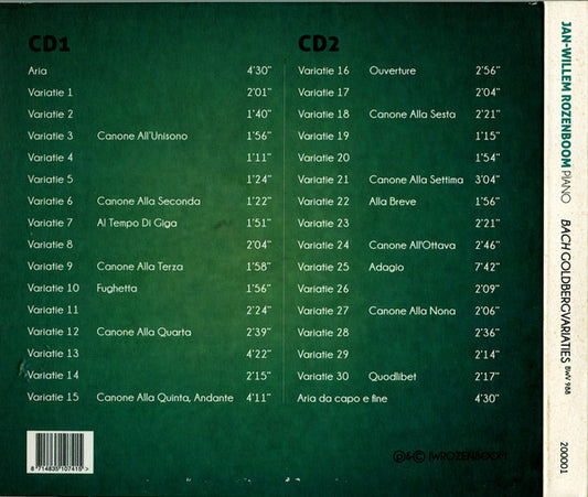 Johann Sebastian Bach, Jan-Willem Rozenboom : Goldberg Variaties BWV 988 (2xCD, Album, dig)