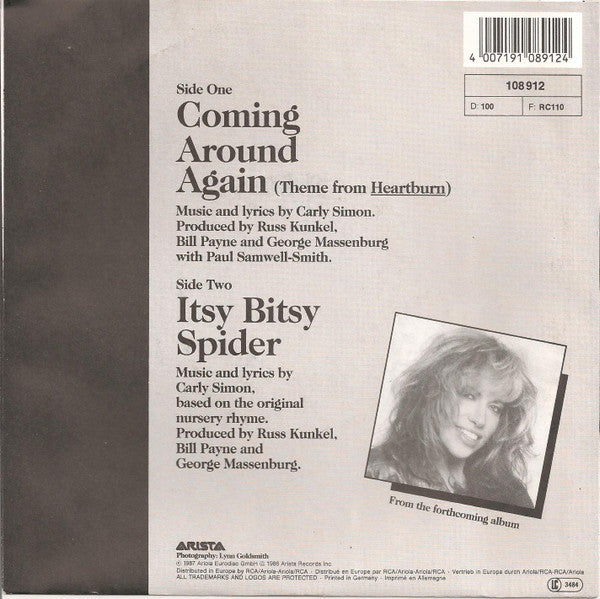 Carly Simon : Coming Around Again (7", Single)
