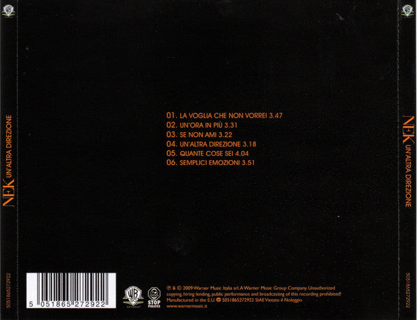 Nek : Un'Altra Direzione (CD, Album)