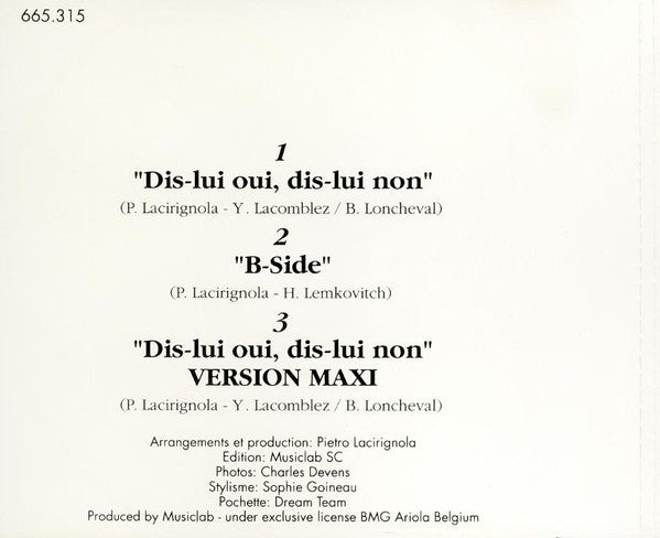 Helena Lemkovitch : Dis-Lui Oui, Dis-Lui Non (CD, Maxi)