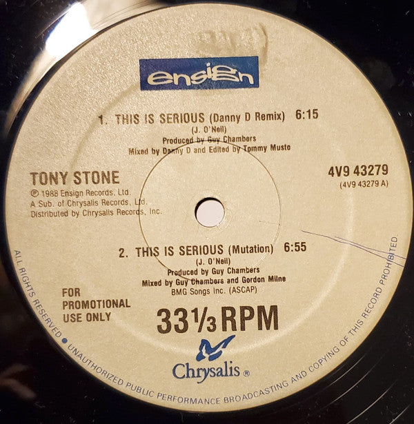 Tony Stone : This Is Serious (12", Promo)