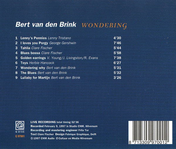 Bert Van Den Brink : Wondering (CD)