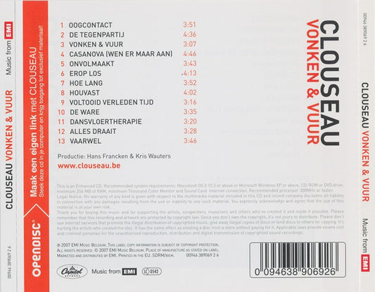 Clouseau : Vonken & Vuur (CD, Album, Enh)