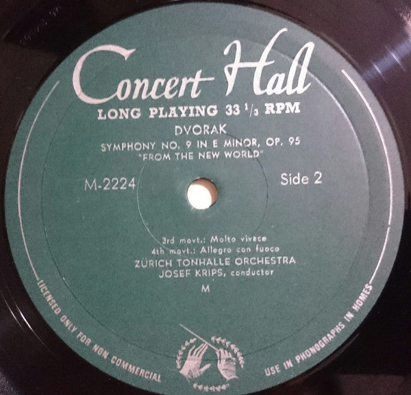 Antonín Dvořák, Josef Krips, Tonhalle-Orchester Zürich : New World Symphony - Symphony No. 9 In E Minor Opus 95 (LP, Album)