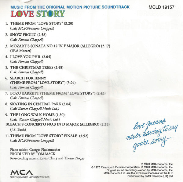 Francis Lai : Love Story - Music From The Original Soundtrack (CD, Album, RE)