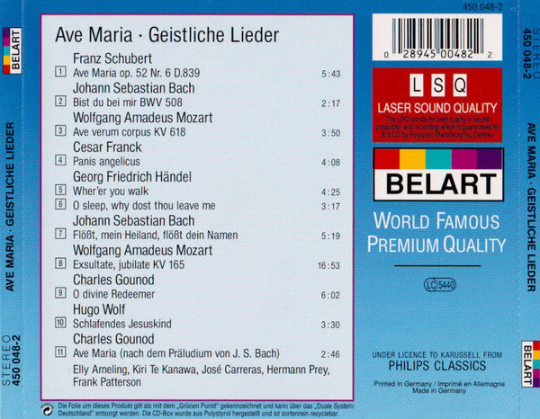 Elly Ameling, Kiri Te Kanawa, José Carreras, Hermann Prey : Ave Maria (CD, Comp)