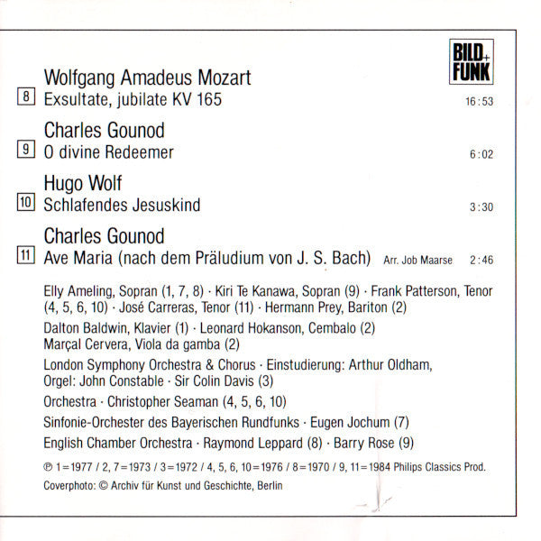 Elly Ameling, Kiri Te Kanawa, José Carreras, Hermann Prey : Ave Maria (CD, Comp)