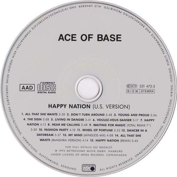 Ace Of Base : Happy Nation (U.S. Version) (CD, Album)