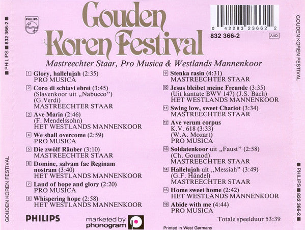 De Mastreechter Staar, Pro Musica Bussum & Westlands Mannenkoor : Gouden Koren Festival (CD, Comp)