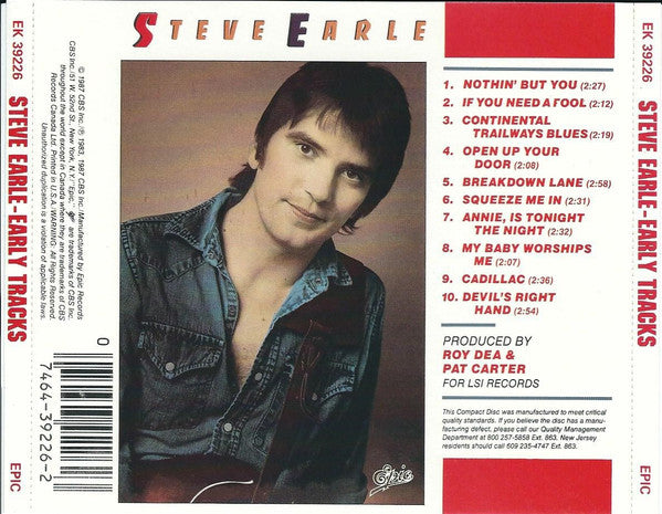 Steve Earle : Early Tracks (CD, Album)