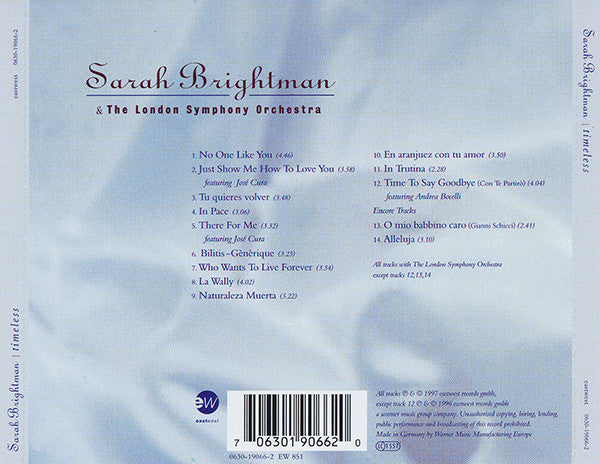 Sarah Brightman & London Symphony Orchestra : Timeless (CD, Album)