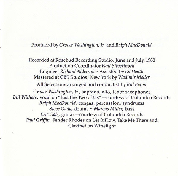 Grover Washington, Jr. : Winelight (CD, Album, RE)