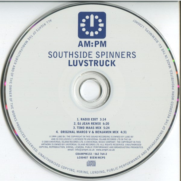 Southside Spinners : Luvstruck (CD, Single)