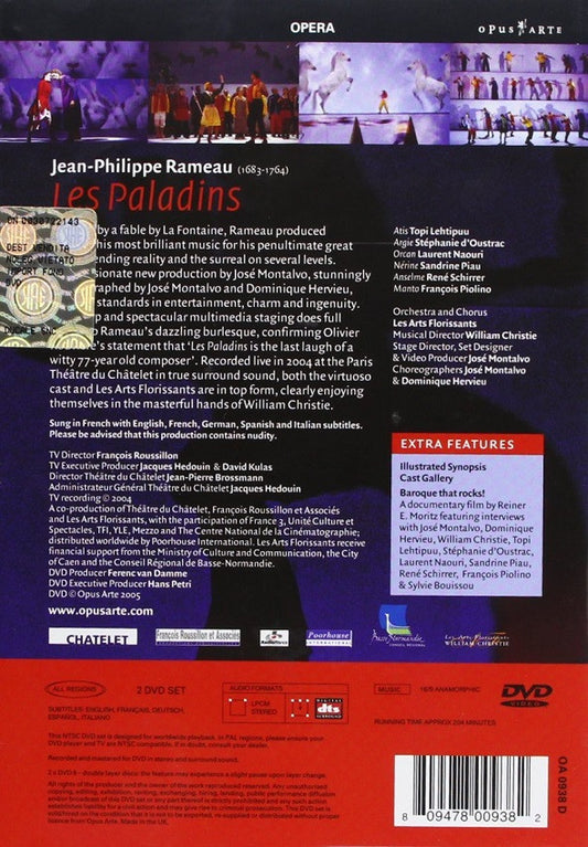 Jean-Philippe Rameau, Topi Lehtipuu, Stéphanie d'Oustrac, Laurent Naouri, Sandrine Piau, René Schirrer, François Piolino, Les Arts Florissants , Musical Director: William Christie , Stage Director: José Montalvo : Les Paladins - Comédie Lyrique In Three Acts (2xDVD-V, NTSC)