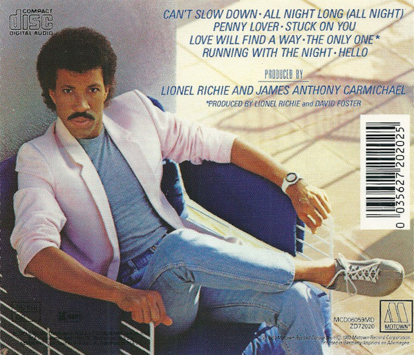 Lionel Richie : Can't Slow Down (CD, Album, RE, PDO)