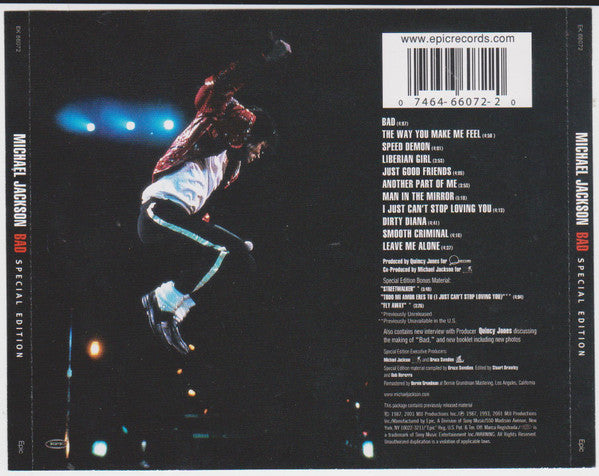 Michael Jackson : Bad (CD, Album, RE, RM, S/Edition)