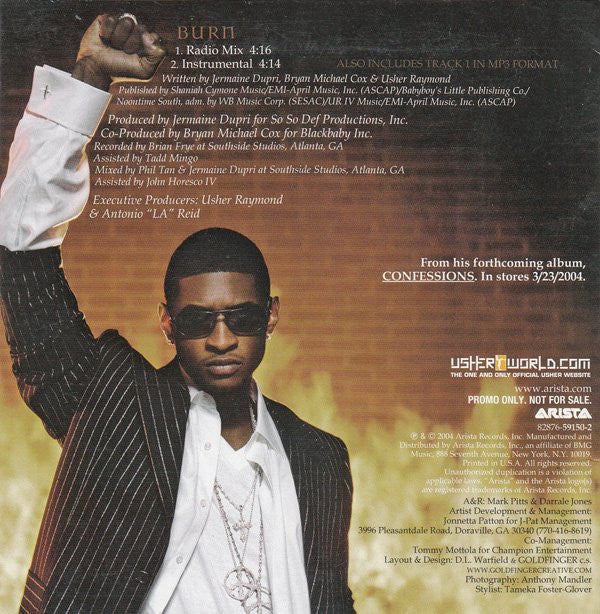 Usher : Burn (CD, Single, Enh, Promo, Car)