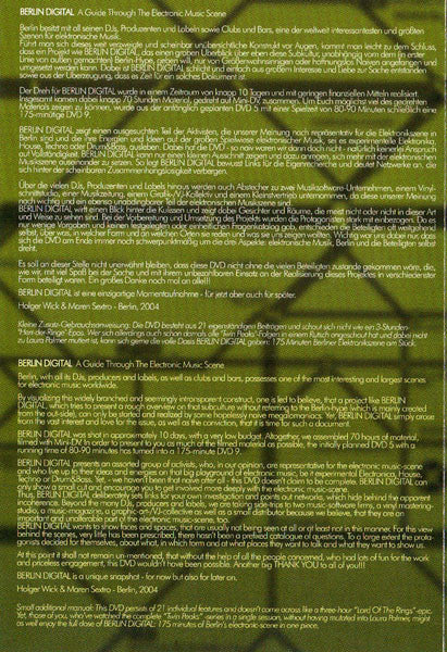 Various : Berlin Digital - A Guide Through The Electronic Music Scene (DVD, NTSC, PAL)